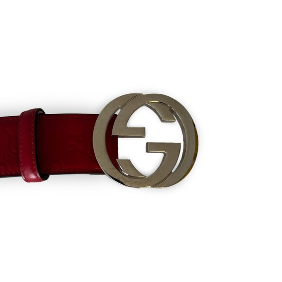 Red Unisex Gucci Belt w/Interlocking G\'s Size 85 main image 7